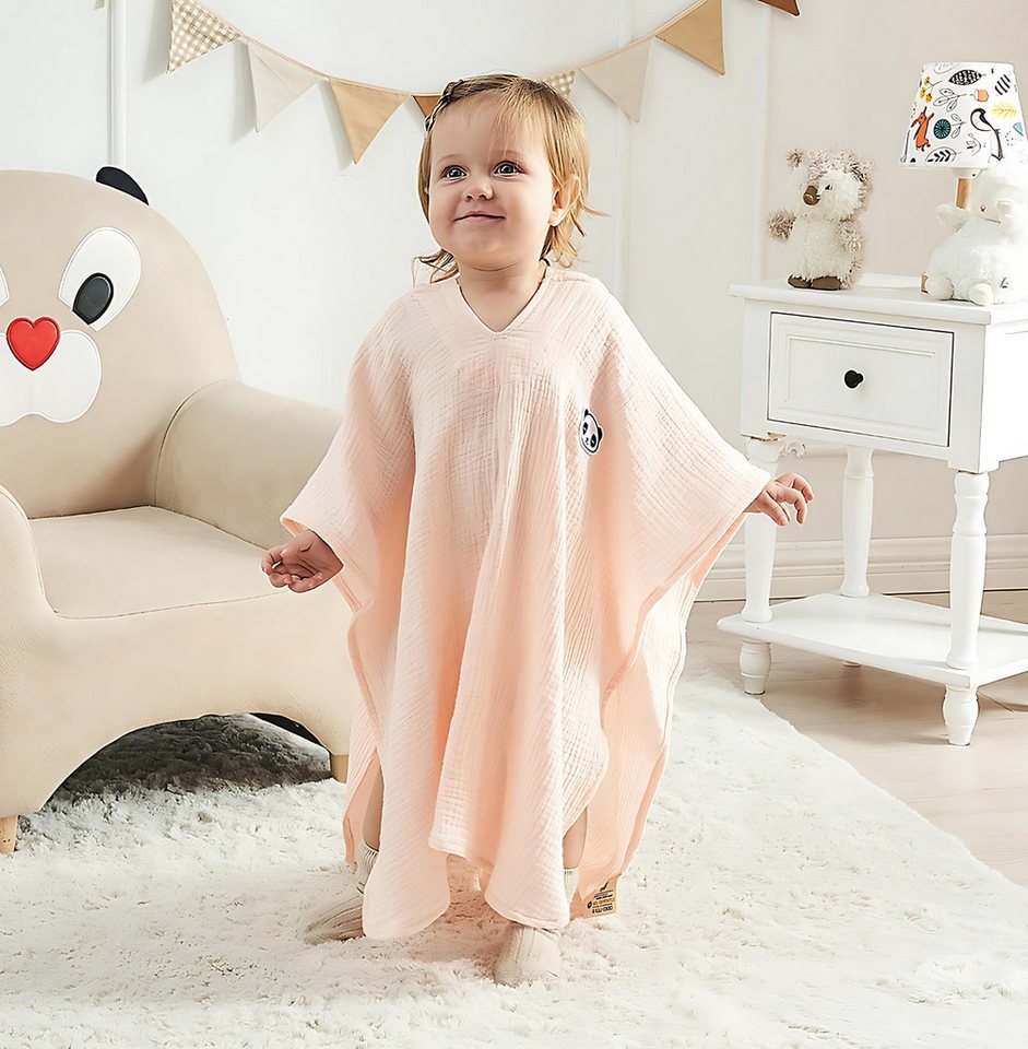 Alavya Home® Badeponcho Premium Unisex Bademantel Baby & Kinder, 100% Bio-Baumwolle, 60 x 60 Poncho, Badehandtuch mit süße Kapuze mit Öhrchen, 100% musselin Bio-Baumwolle - OEKO TEX Standard 100 von Alavya Home®