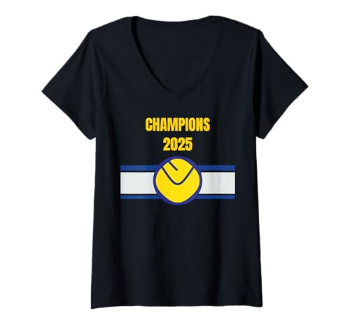 Damen Leeds Champions 2025 T-Shirt mit V-Ausschnitt Damen Leeds Champions 2025 T-Shirt mit V-Ausschnitt von Alaw Clothing
