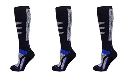 AlbTrade 3 Paar Damen Kinder Skisocken Sport Kniestrümpfe (35/38, Schwarz/Blau) von AlbTrade