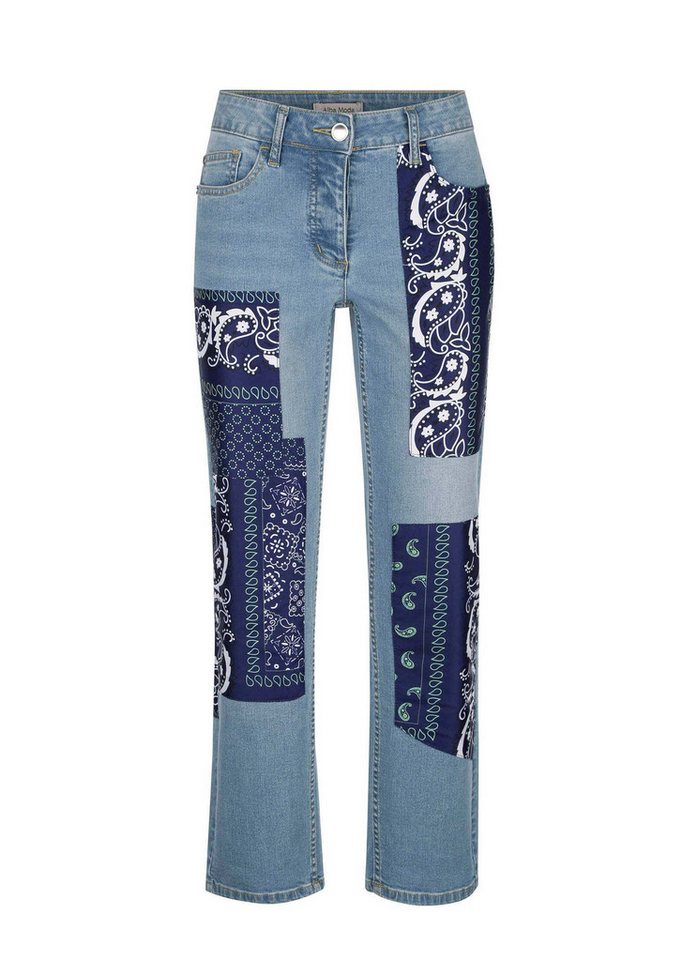 Alba Moda Gerade Jeans Strandhose mit modischen Patches auf Vorder - und Rückseite Alba Moda Gerade Jeans Strandhose mit modischen Patches auf Vorder - und Rückseite von Alba Moda
