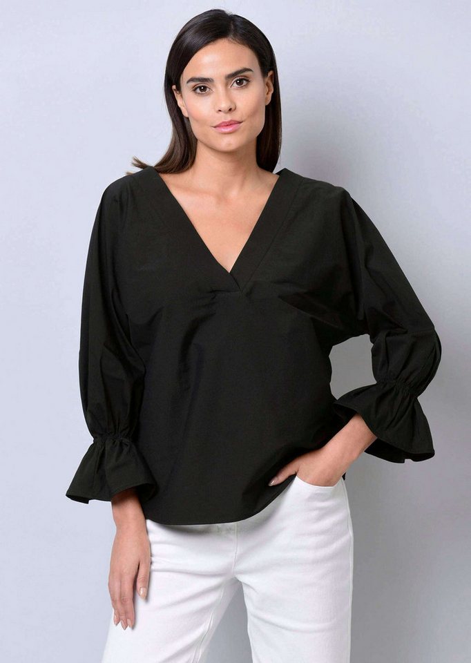 Alba Moda Hemdbluse Oversizedbluse mit Volant am Ärmelabschluss von Alba Moda