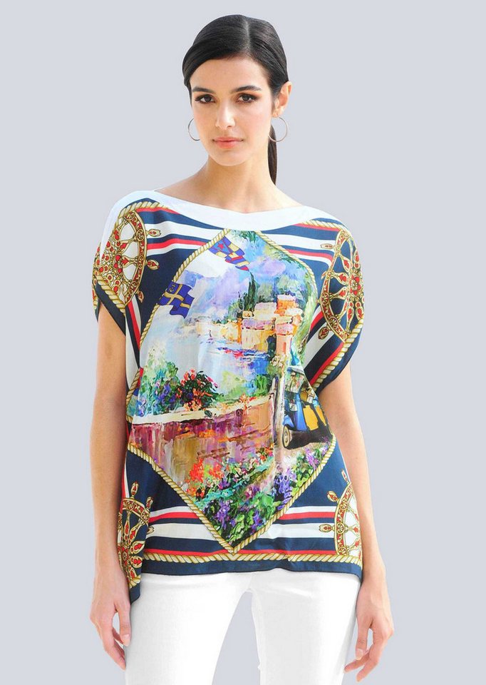 Alba Moda Kurzarmbluse Bluse in Tuchdruckoptik Alba Moda Kurzarmbluse Bluse in Tuchdruckoptik von Alba Moda