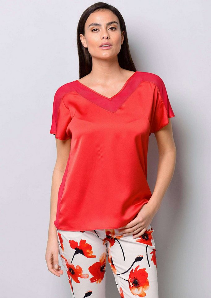 Alba Moda Kurzarmshirt Shirt mit Spitzen am Ausschnitt von Alba Moda
