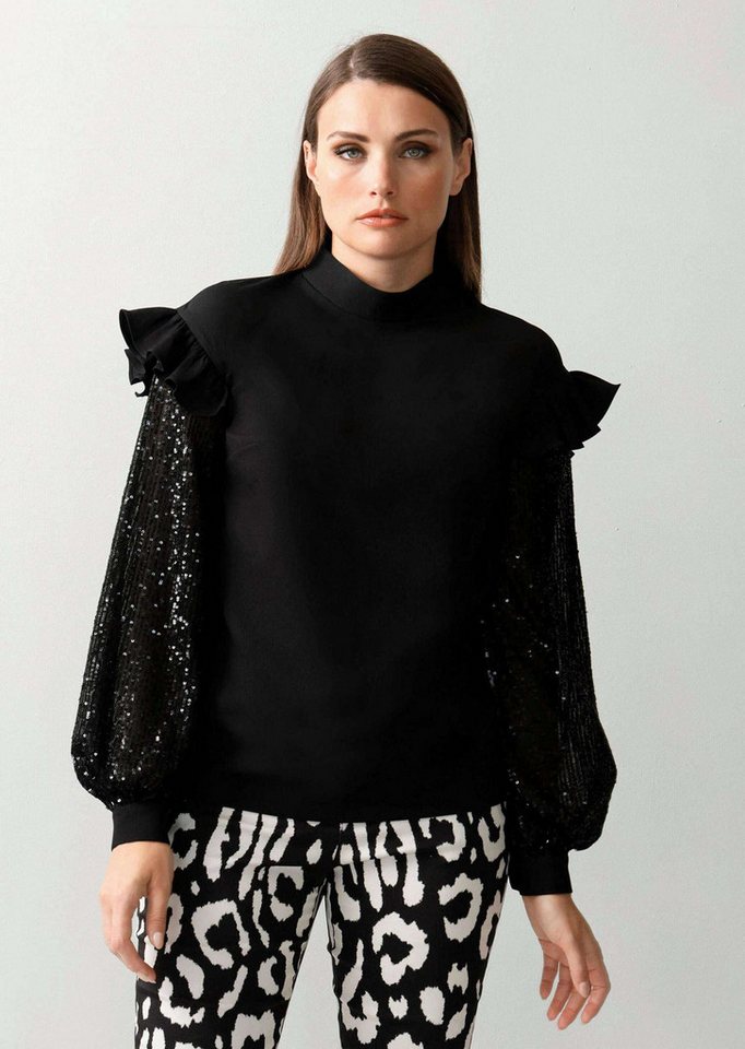 Alba Moda Langarmbluse Bluse in angesagtem Materialmix von Alba Moda