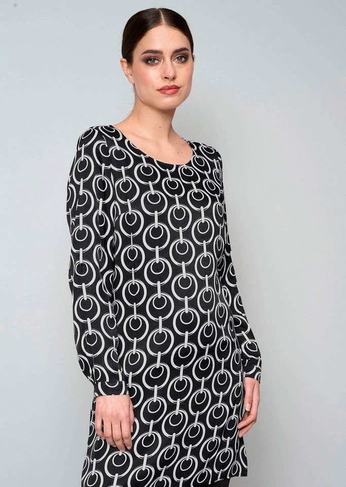 Alba Moda Langarmbluse Longbluse in grafischem Dessin von Alba Moda