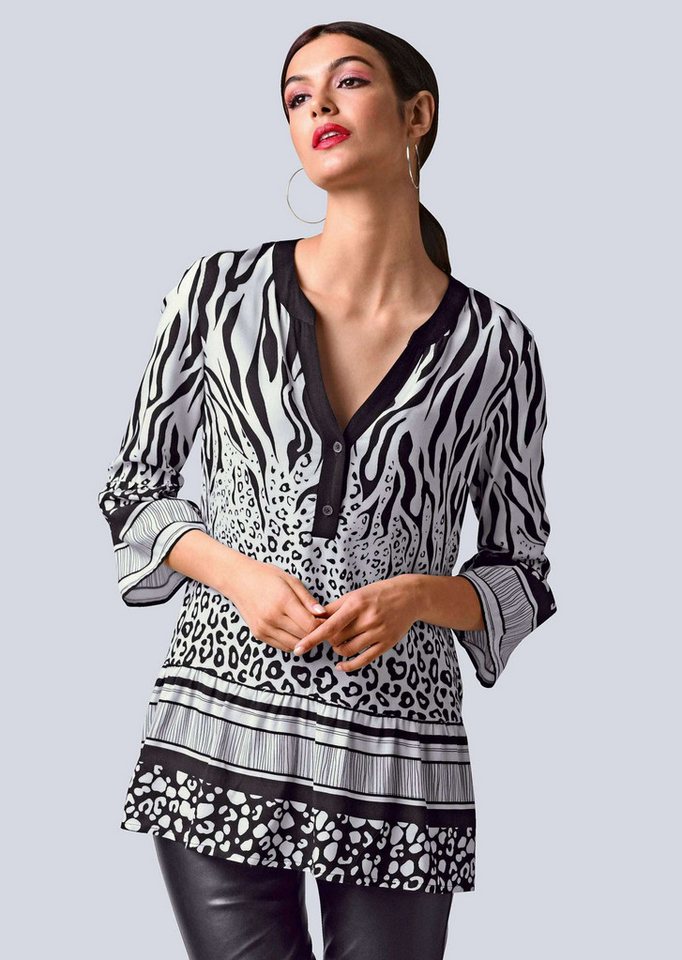 Alba Moda Schlupfbluse Bluse in einem neumodischen Animalmustermix von Alba Moda