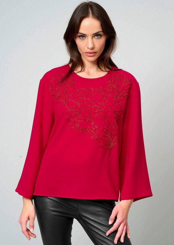 Alba Moda Schlupfbluse Bluse mit Perlenmotiv Alba Moda Schlupfbluse Bluse mit Perlenmotiv von Alba Moda