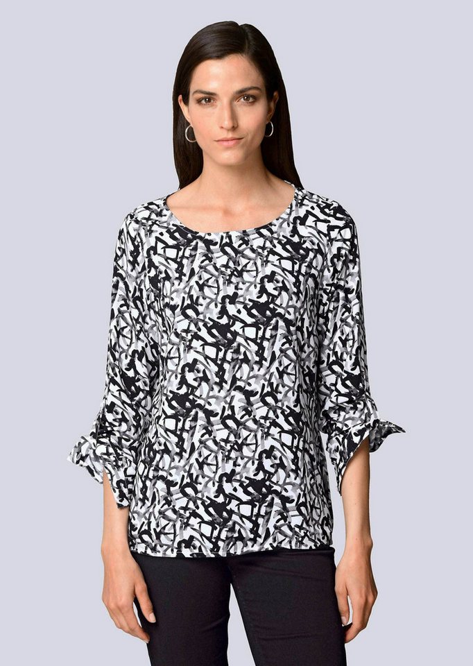 Alba Moda Shirtbluse Druckbluse mit grafischem Dessin von Alba Moda
