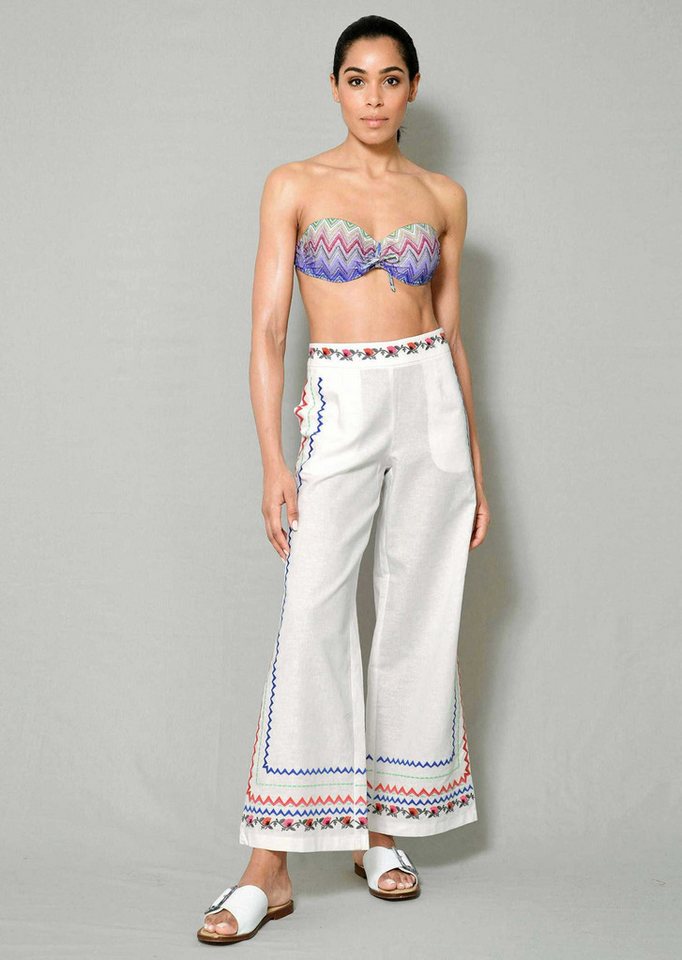 Alba Moda Strandhose Strandhose mit bunter Stickerei von Alba Moda