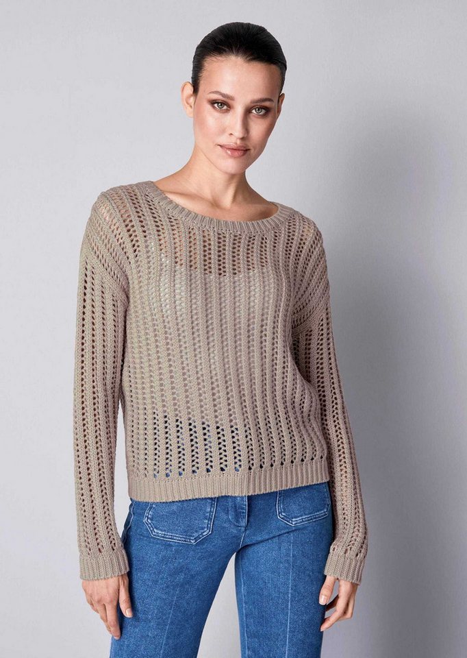 Alba Moda Strickpullover Pullover mit Lochstrickmuster von Alba Moda