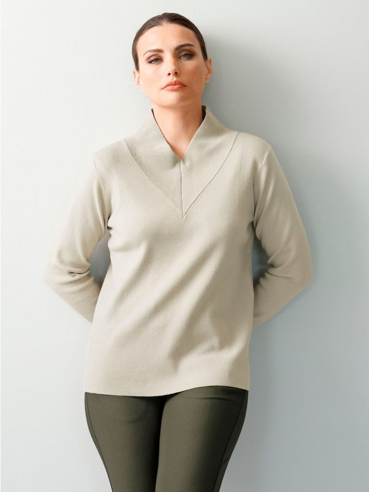 Alba Moda Strickpullover Pullover mit breitem V-Ausschnitt von Alba Moda