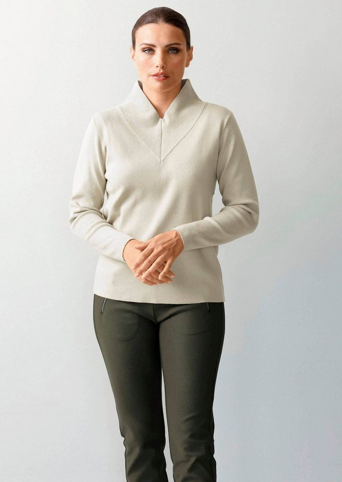 Alba Moda Strickpullover Pullover mit breitem V-Ausschnitt Alba Moda Strickpullover Pullover mit breitem V-Ausschnitt von Alba Moda
