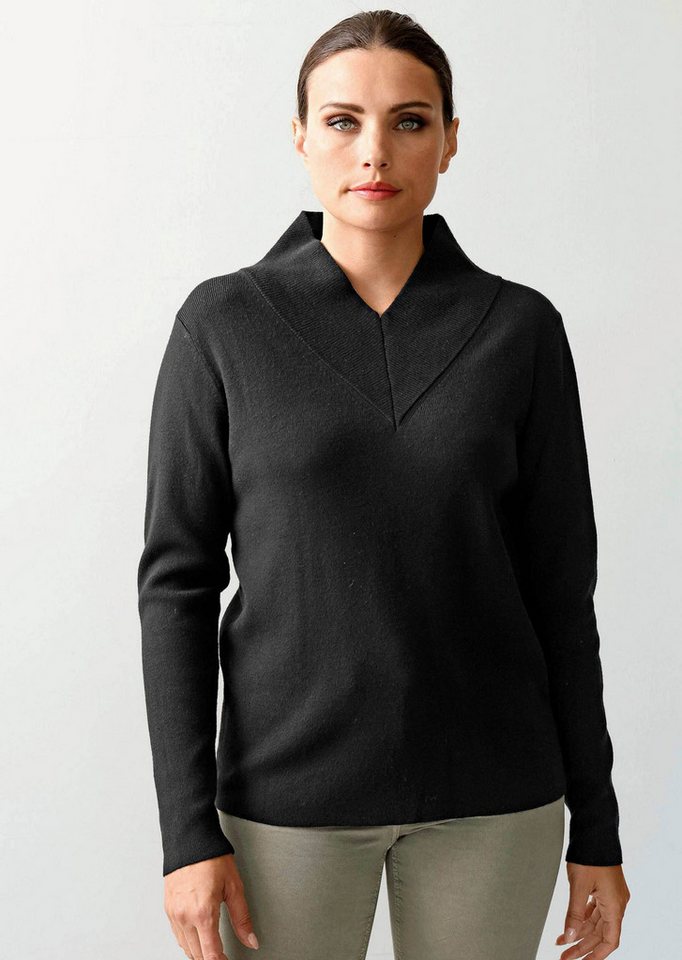 Alba Moda Strickpullover Pullover mit breitem V-Ausschnitt Alba Moda Strickpullover Pullover mit breitem V-Ausschnitt von Alba Moda