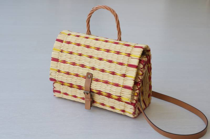 Reed-Tasche, Stroh-Korb-Tasche, Umhängehaltasche, Sommertasche, Bunte Tasche, Bolso De Paja, Sac Paille, Stroh Handtasche, Cesta Mimbre von AlbaATN