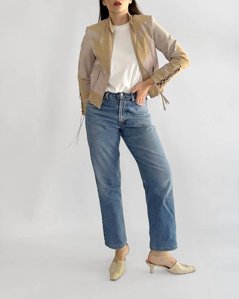 Y2K Western Wildlederjacke - Vintage 2000Er Jahre Mit Schnürung von AlbaVintageStudio