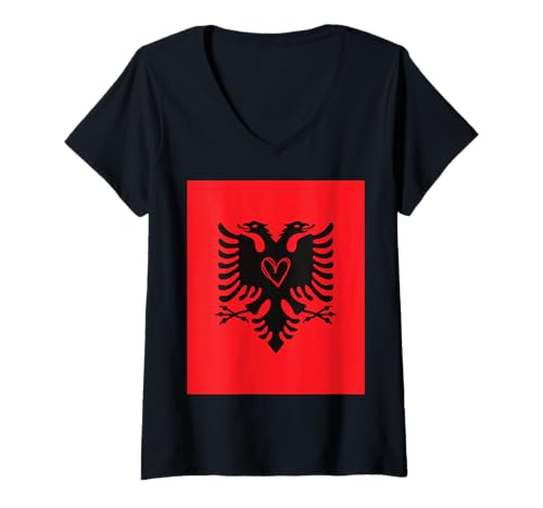 Damen Albanien-Flagge, albanisches Herz, stolzer Nationalfeiertag T-Shirt mit V-Ausschnitt Damen Albanien-Flagge, albanisches Herz, stolzer Nationalfeiertag T-Shirt mit V-Ausschnitt von Albania Flag Albanian National Day Gifts Idea