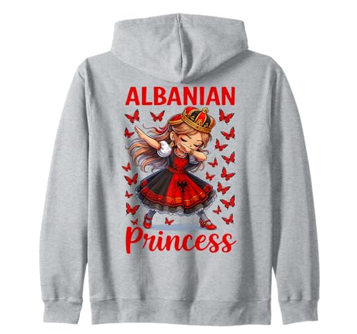 Albanische Prinzessin Dabbing Girl Flagge Kleid Souvenir für Kinder Kapuzenjacke Albanische Prinzessin Dabbing Girl Flagge Kleid Souvenir für Kinder Kapuzenjacke von Albania Pride Heritage Culture Princess Co