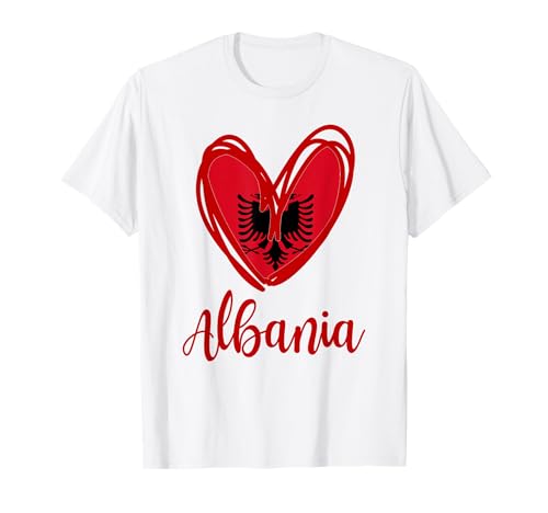Albanien süßes Herz Albanische Flagge Kinder Mädchen T-Shirt von Albanian Albania Flag Designs