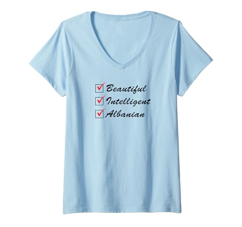Damen Wunderschöner intelligenter Albaner T-Shirt mit V-Ausschnitt Damen Wunderschöner intelligenter Albaner T-Shirt mit V-Ausschnitt von Albanian Heritage Design