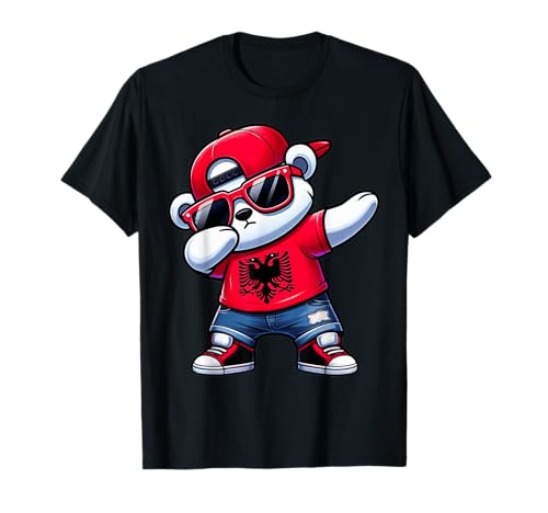 Albanischer Bär Albania tupft Dabbing Jungen Kinder 2024 T-Shirt von Albanischer Bär tupft Albanien-Flagge