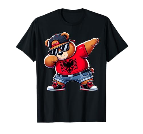 Albanischer Bär Albania tupft Dabbing Jungen Kinder 2024 T-Shirt von Albanischer Bär tupft Albanien-Flagge