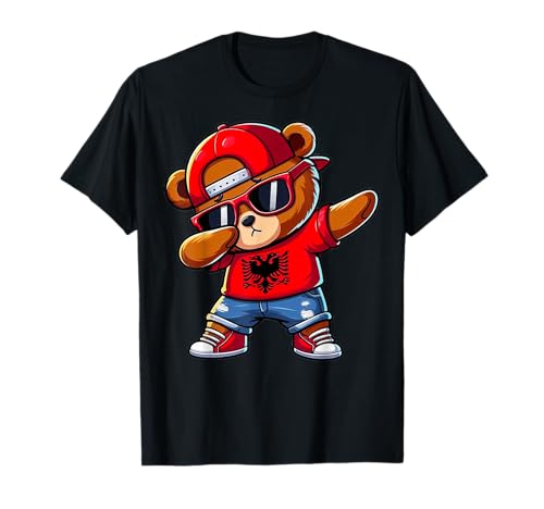 Albanischer Bär Albania tupft Dabbing Jungen Kinder 2024 T-Shirt von Albanischer Bär tupft Albanien-Flagge