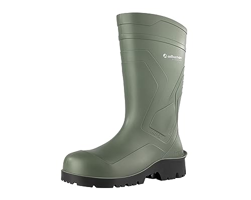 ALBATROS Arbeitsgummistiefel Protector Plus S5 – Hochwertige Arbeitsschuhe für Herren – Wasserdichte Gummistiefel mit Stahlkappe & Durchtrittschutz Grün Größe 44 von ALBATROS