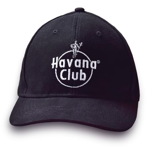 Originale Havana Club Mütze, Baseball-Cap, Baseball-Kappe, Käppi, Cappy, Basecap Hut in Schwarz mit einem weißen aufgenähten Havanna Club Logo und Klettverschluss von Albellion