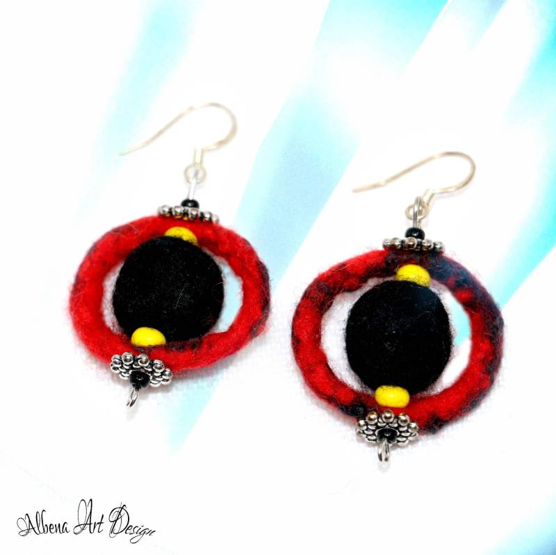 The Eye Of Time - Handgemachte Ohrringe Aus Filz von AlbenaArtDesign