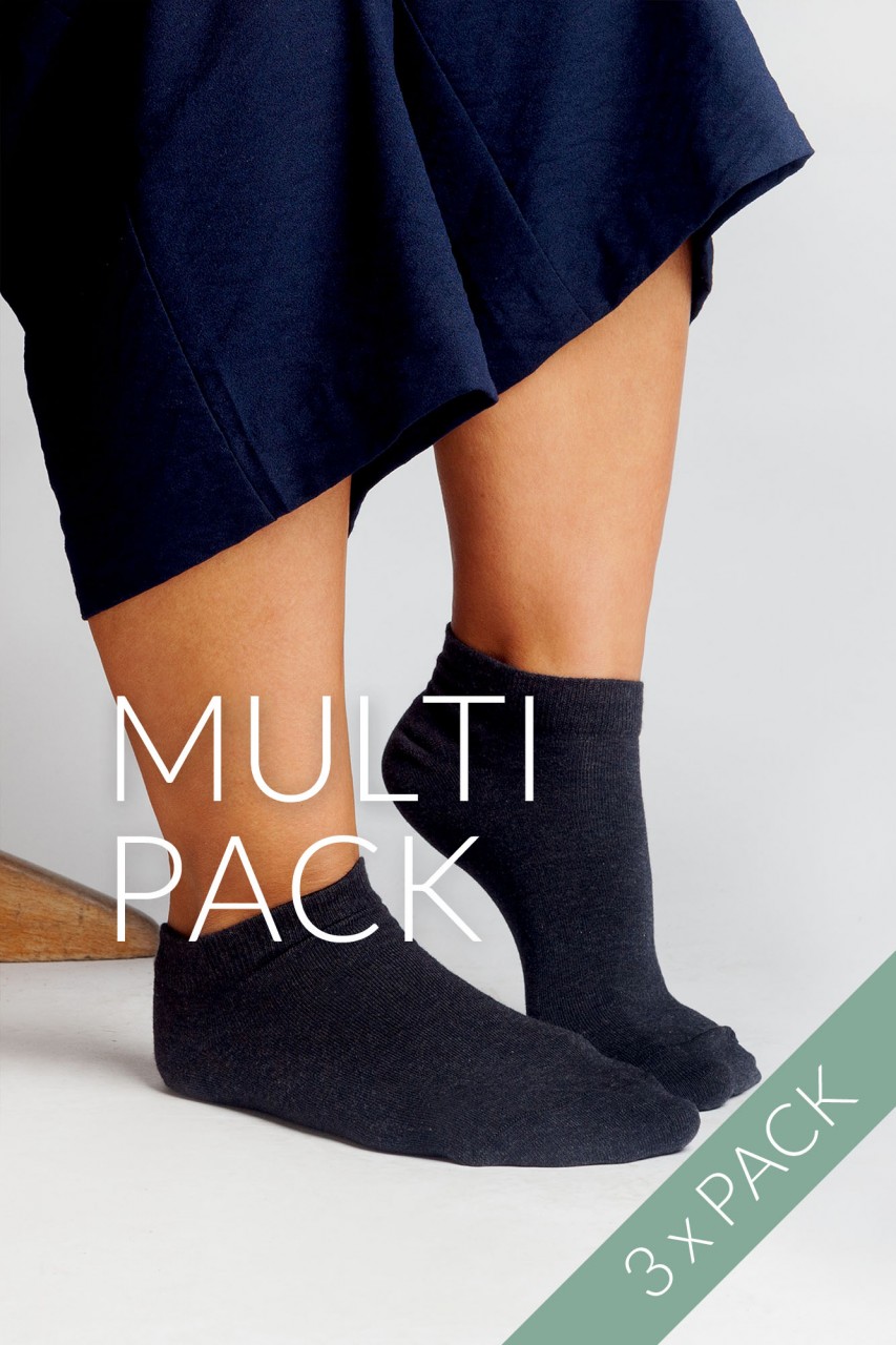 3er Pack Damen Sneaker Socken, Baumwolle von Albero Natur