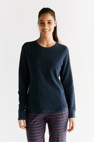 Damen Langarmshirt aus 100% Bio-Baumwolle Pyjama Waffelstrick 1252" Leela Cotton" von Leela Cotton