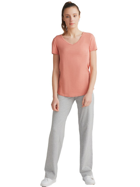 Leela Cotton Damen Flammé V-Neck-Shirt Bio-Baumwolle von Leela Cotton