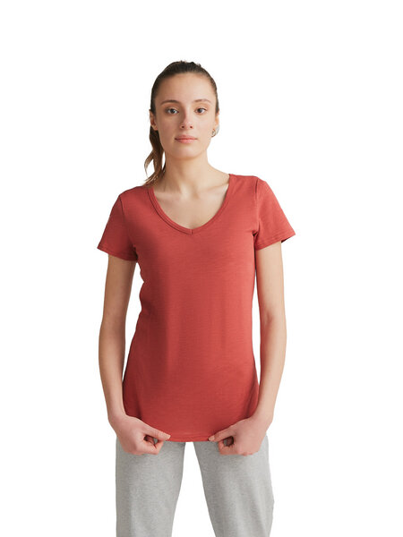 Leela Cotton Damen Flammé V-Neck-Shirt Bio-Baumwolle von Leela Cotton