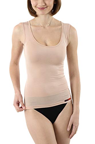 ALBERT KREUZ Business Damenunterhemd unsichtbar aus Micromodal Light atmungsaktiv ohne Arm extra-tiefer Rundausschnittt Hautfarbe Nude, Gr. XXL/44-46 von ALBERT KREUZ
