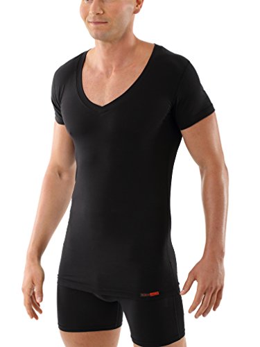 ALBERT KREUZ Deep-V-Unterhemd Business Herrenunterhemd aus Stretch-Bauwolle mit extra-tiefem V-Ausschnitt Kurzarm schwarz 8/XXL von ALBERT KREUZ