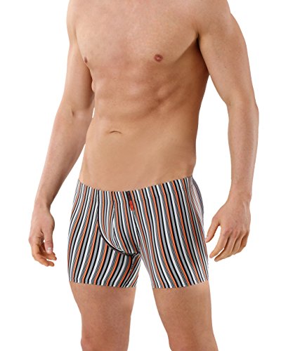 Albert Kreuz Eng anliegende Boxershorts Retropants Slipboxer Retroshorts aus Mikrofaser atmungsaktiv gestreift orange-grau-schwarz 4/S von Albert Kreuz