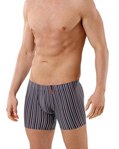 ALBERT KREUZ Eng anliegende Boxershorts Retropants Slipboxer Retroshorts aus Mikrofaser atmungsaktiv gestreift rot-schwarz-grau 8/XXL von ALBERT KREUZ