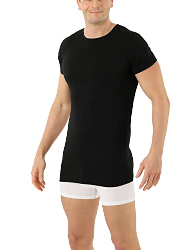 ALBERT KREUZ Herren Funktionsunterhemd Merinowolle-Tencel™ Lyocell Rundhals Kurzarm Schwarz M von ALBERT KREUZ