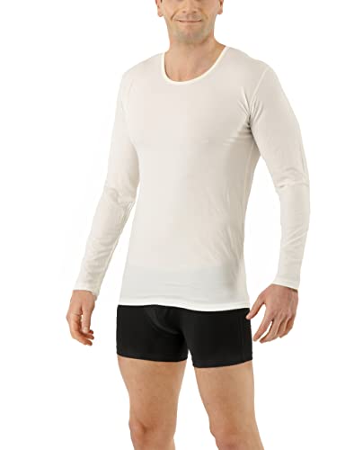 ALBERT KREUZ Herren Funktionsunterhemd Merinowolle-Tencel™ Lyocell Rundhals Langarm Naturweiß L von ALBERT KREUZ