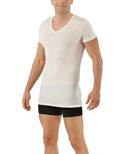 ALBERT KREUZ Herren Funktionsunterhemd Merinowolle-Tencel™ Lyocell V-Ausschnitt Kurzarm Naturweiß XL von ALBERT KREUZ