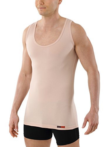 ALBERT KREUZ Trägerunterhemd unsichtbar Business Herrenunterhemd aus Stretch-Baumwolle ohne Arm mit tiefem Rundausschnitt Hautfarbe Nude 6/L von ALBERT KREUZ