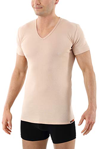 ALBERT KREUZ V-Unterhemd unsichtbar Business Herrenunterhemd aus 100% Bio-Baumwolle mit extra tiefem V-Ausschnitt Kurzarm Hautfarbe 4/S von ALBERT KREUZ