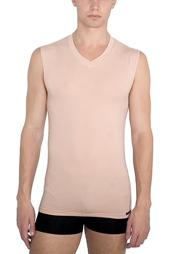 ALBERT KREUZ V-Unterhemd unsichtbar Business Herrenunterhemd aus Stretch-Baumwolle ohne Arm Hautfarbe Nude 6/L von ALBERT KREUZ