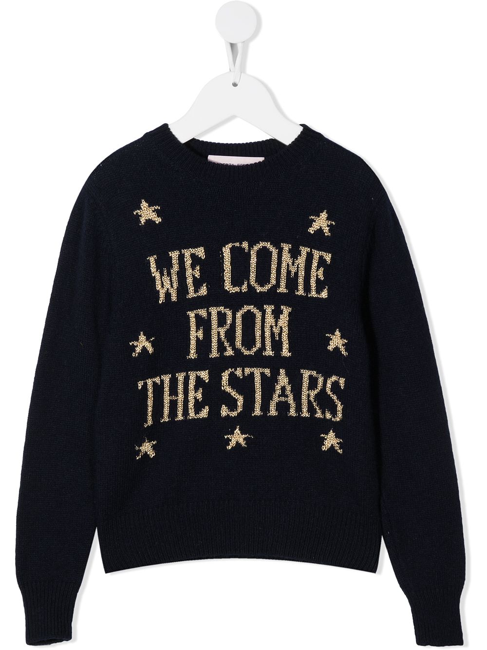 Alberta Ferretti Kids Intarsien-Pullover mit gerippten Details - Blau von Alberta Ferretti Kids