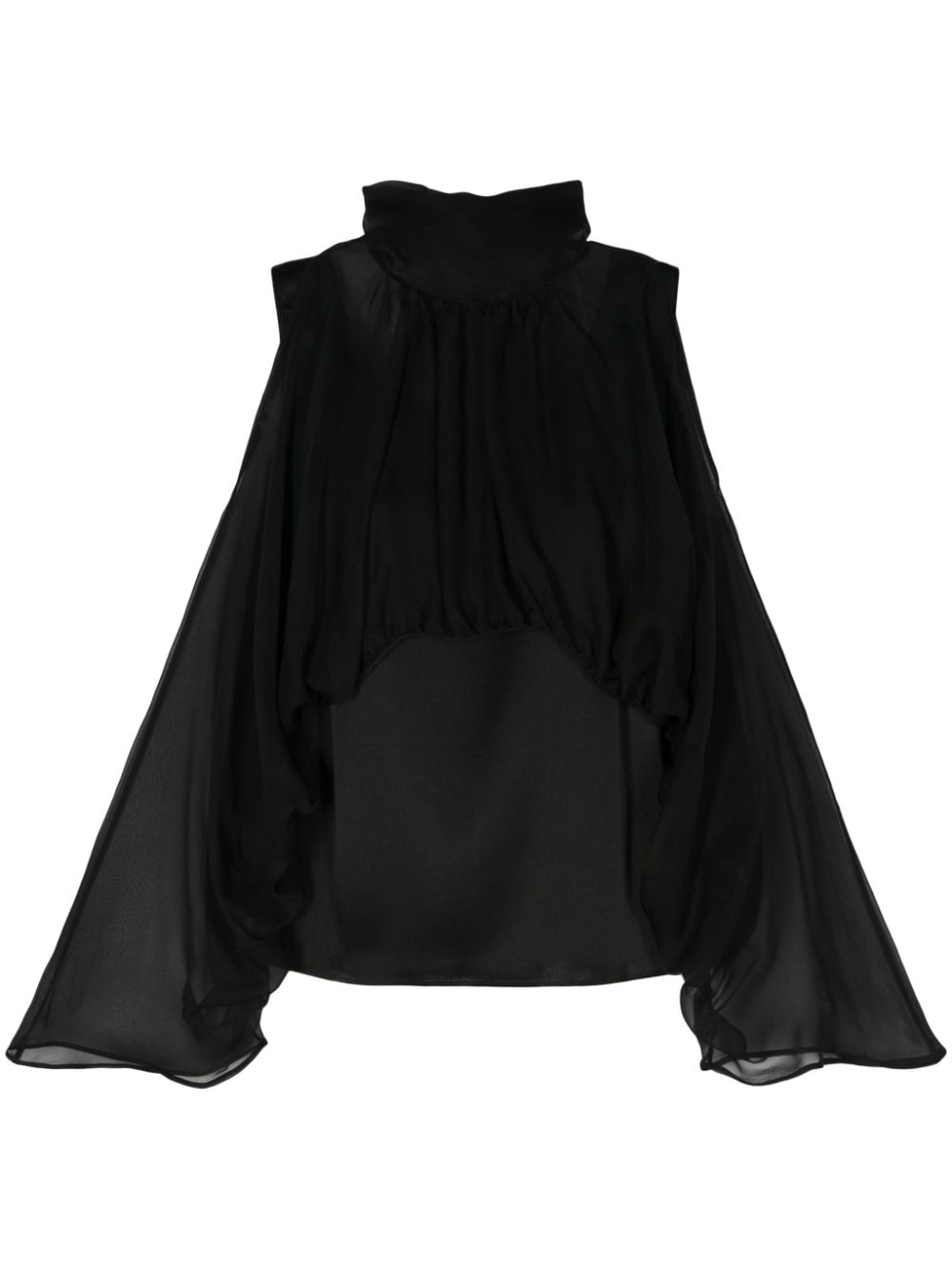 Alberta Ferretti Chiffonbluse mit Kapuze - Schwarz von Alberta Ferretti