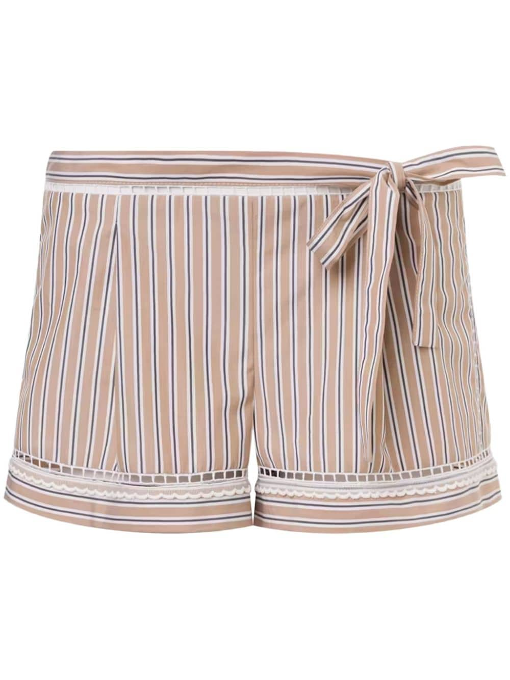 Alberta Ferretti Gestreifte kurze Shorts mit Schleifendetail - Nude von Alberta Ferretti