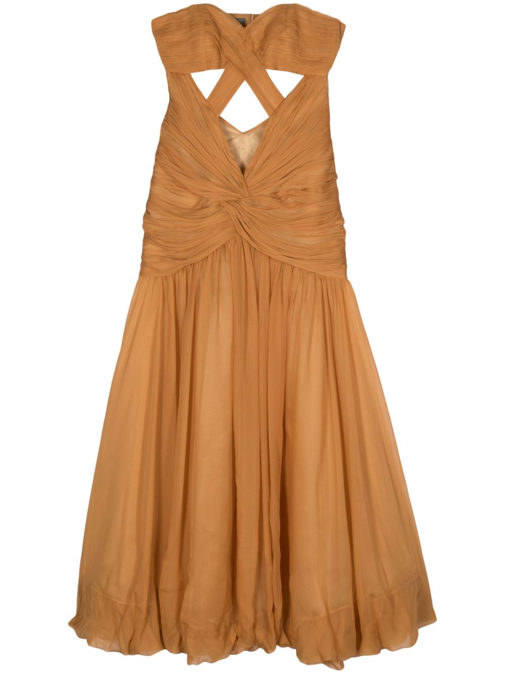 Alberta Ferretti Schulterfreies Plissee-Maxikleid - Braun von Alberta Ferretti