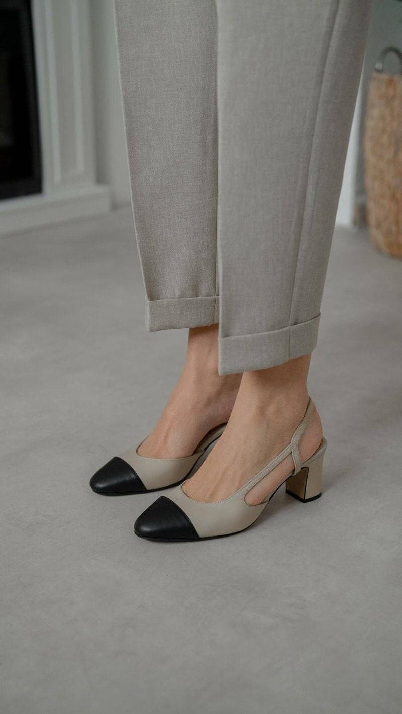 Beige Echtleder Damen Schuh, Hochwertige Lederschuhe, Normale Absätze, Echtes Leder Ausgezeichneter Zierlicher Luxusgeschenk Für Sie von AlbertinoLeather