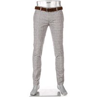 Alberto Herren Chino beige Baumwoll-Leinen kariert Slim Fit von Alberto