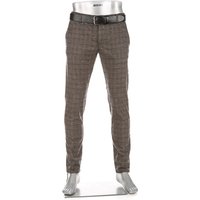 Alberto Herren Chino braun Baumwolle kariert Slim Fit von Alberto